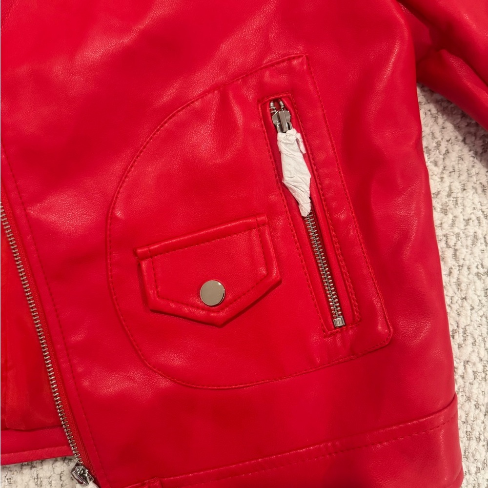 New Azalea Wang Cherry Red Faux Leather Jacket - Picture 4 of 8